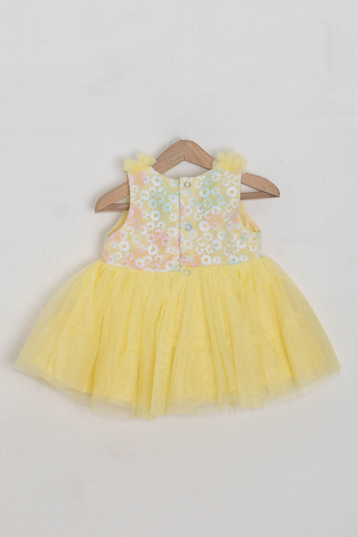 The Nesavu Baby Fancy Frock Beautiful Floral Designed Yoke And Yellow Chiffon Bottom Frock For Girls Nesavu Trendy cotton frocks for babies | Ethnic Collection For Baby Girls | The Nesavu