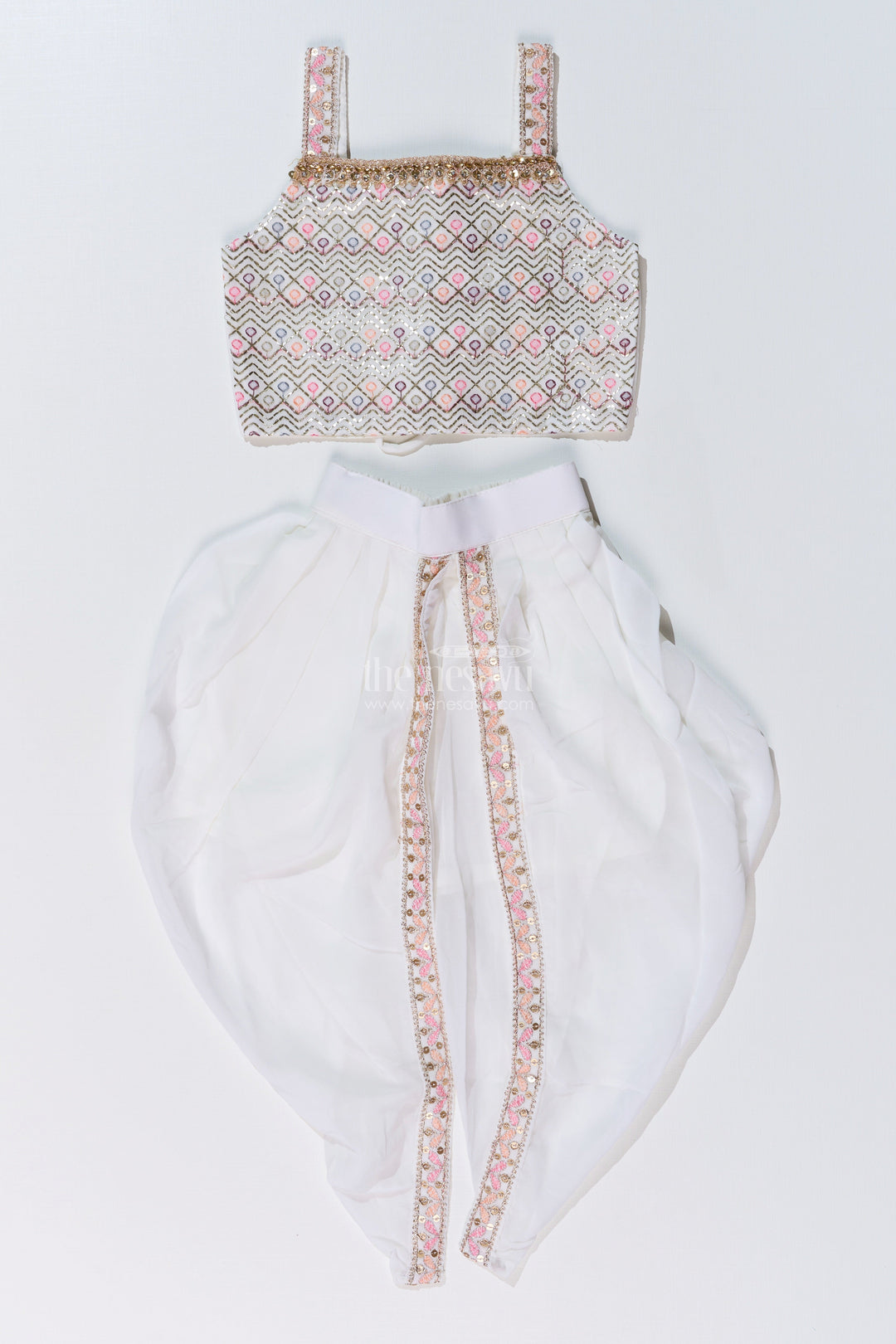 The Nesavu Girls Dothi Sets Beautiful Traditional Dresses for Girls with Embroidered Jacket and Draped Dhoti Skirt Nesavu Nesavu Beautiful Traditional Dresses Girls Embroidered Jacket Draped Dhoti