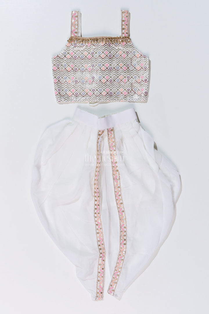 The Nesavu Girls Dothi Sets Beautiful Traditional Dresses for Girls with Embroidered Jacket and Draped Dhoti Skirt Nesavu Nesavu Beautiful Traditional Dresses Girls Embroidered Jacket Draped Dhoti