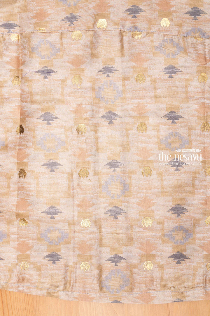 The Nesavu Boys Silk Shirt Beige Silk Shirt for Boys with Geometrical Print Nesavu 6MONTH Old Girl Frock | Baby Clothes Online | the Nesavu