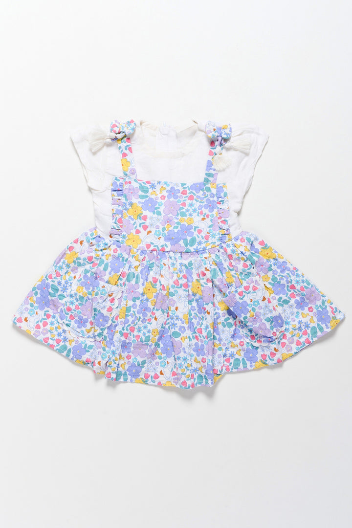The Nesavu Girls Cotton Frock Best Frock Designs for Girls Featuring Multicolored Floral Cotton Skirt and White Top Nesavu 12 (3M) / Multicolor GFC1482A-12 Nesavu Best Frock Designs Floral Cotton Skirt Comfortable White Top