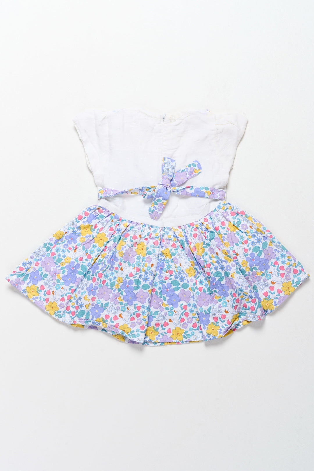 The Nesavu Girls Cotton Frock Best Frock Designs for Girls Featuring Multicolored Floral Cotton Skirt and White Top Nesavu Nesavu Best Frock Designs Floral Cotton Skirt Comfortable White Top