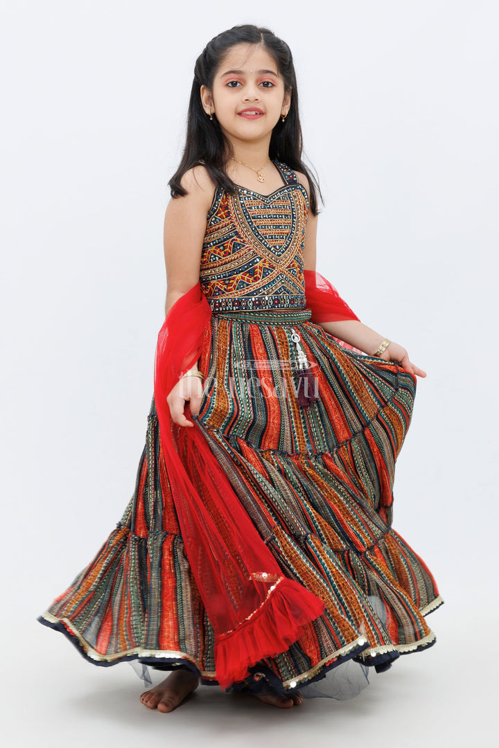 The Nesavu Girls Lehenga Choli Black Georgette Embroidery Lehenga Choli with Mirror and Thread Work for Girls Nesavu Black Georgette Embroidery Lehenga Choli with Mirror and Thread Work for Girls Nesavu