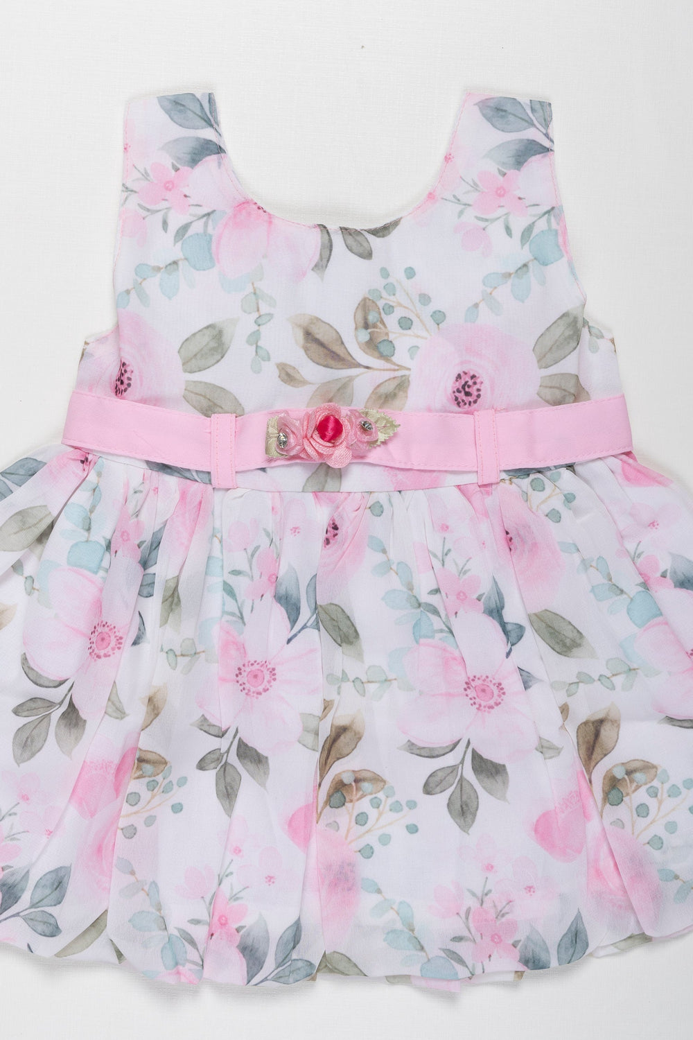 The Nesavu Baby Fancy Frock Blooming Elegance Floral Print Dress for Baby Girls - Pastel Perfection Nesavu Infant Girls Pastel Floral Cotton Frock | Chic Baby Party Wear | The Nesavu