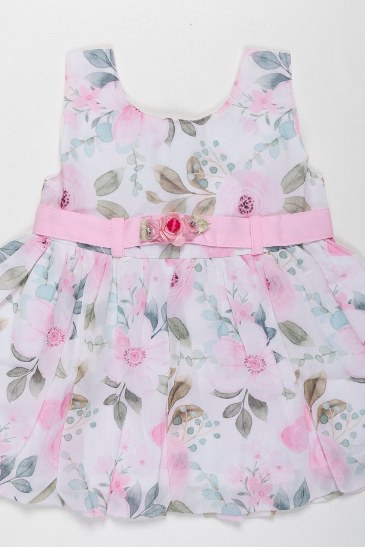 The Nesavu Baby Fancy Frock Blooming Elegance Floral Print Dress for Baby Girls - Pastel Perfection Nesavu Infant Girls Pastel Floral Cotton Frock | Chic Baby Party Wear | The Nesavu