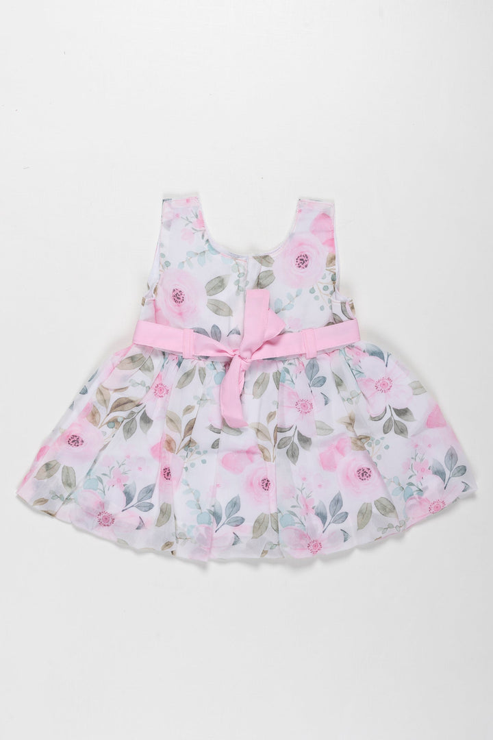 The Nesavu Baby Fancy Frock Blooming Elegance Floral Print Dress for Baby Girls - Pastel Perfection Nesavu Infant Girls Pastel Floral Cotton Frock | Chic Baby Party Wear | The Nesavu