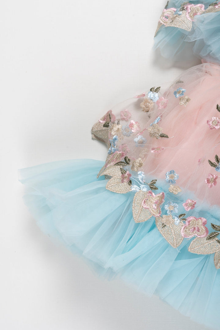 The Nesavu Girls Tutu Frock Blossom Fairy: Girls Pastel Tulle Party Frock with Floral Embellishments Nesavu Shop the Blossom Fairy Tulle Party Dress for Girls | A Pastel Dream | The Nesavu