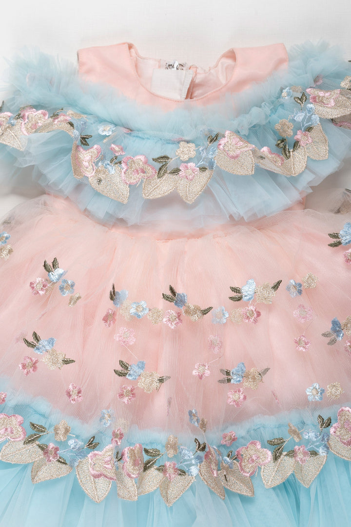 The Nesavu Girls Tutu Frock Blossom Fairy: Girls Pastel Tulle Party Frock with Floral Embellishments Nesavu Shop the Blossom Fairy Tulle Party Dress for Girls | A Pastel Dream | The Nesavu