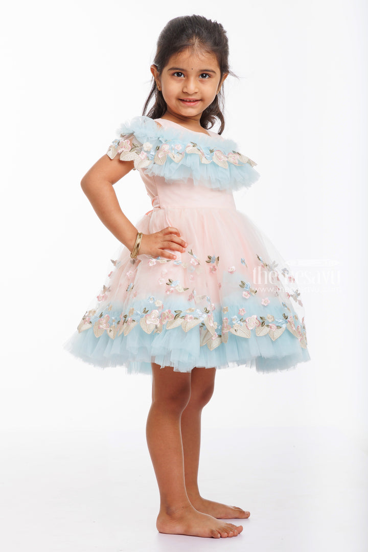 The Nesavu Girls Tutu Frock Blossom Fairy: Girls Pastel Tulle Party Frock with Floral Embellishments Nesavu Shop the Blossom Fairy Tulle Party Dress for Girls | A Pastel Dream | The Nesavu