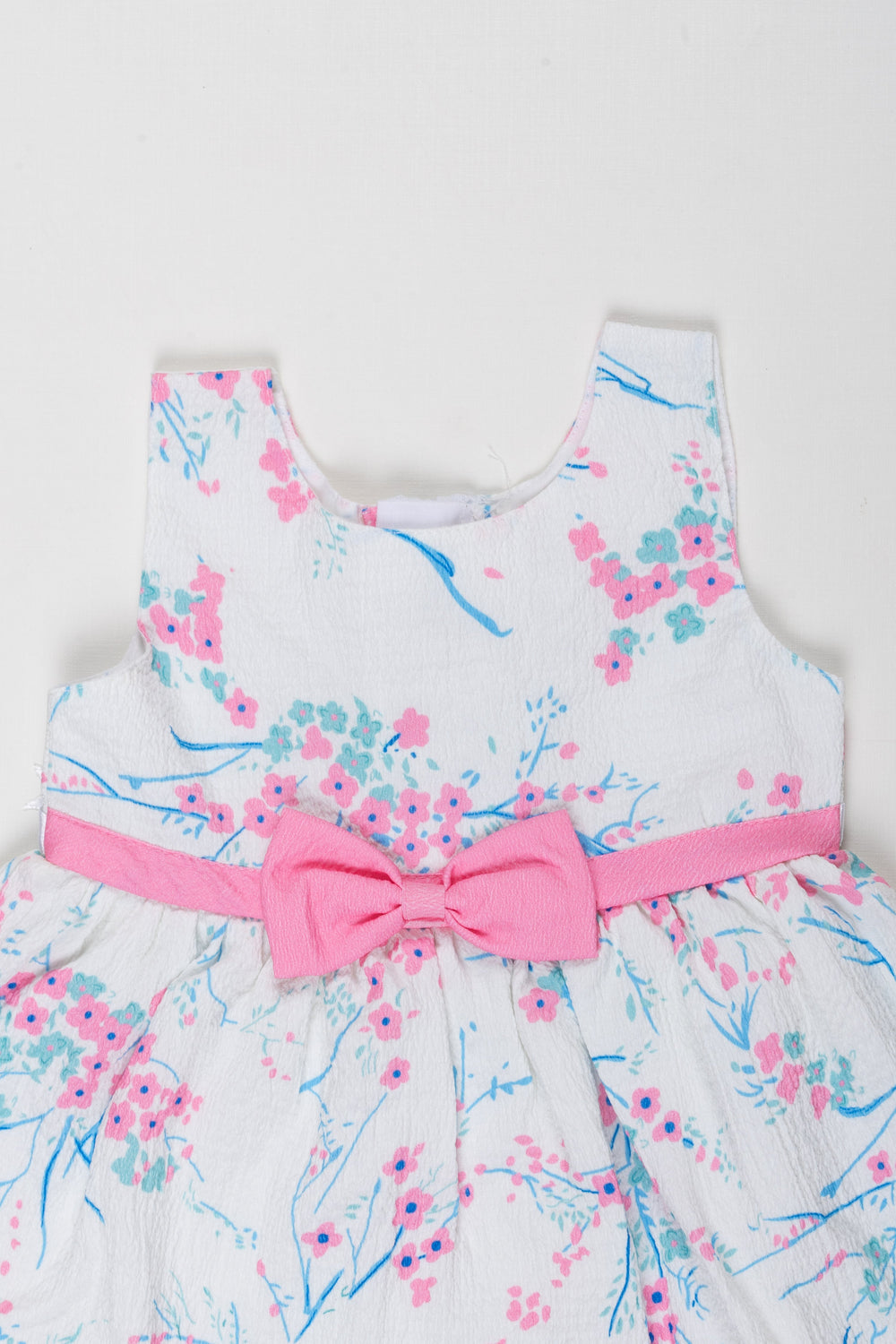 The Nesavu Baby Fancy Frock Blossom Pink Bow Cotton Frock for Charming Baby Girls Nesavu Buy Baby Girl Floral Cotton Frock | Pink Bow Detail | The Nesavu