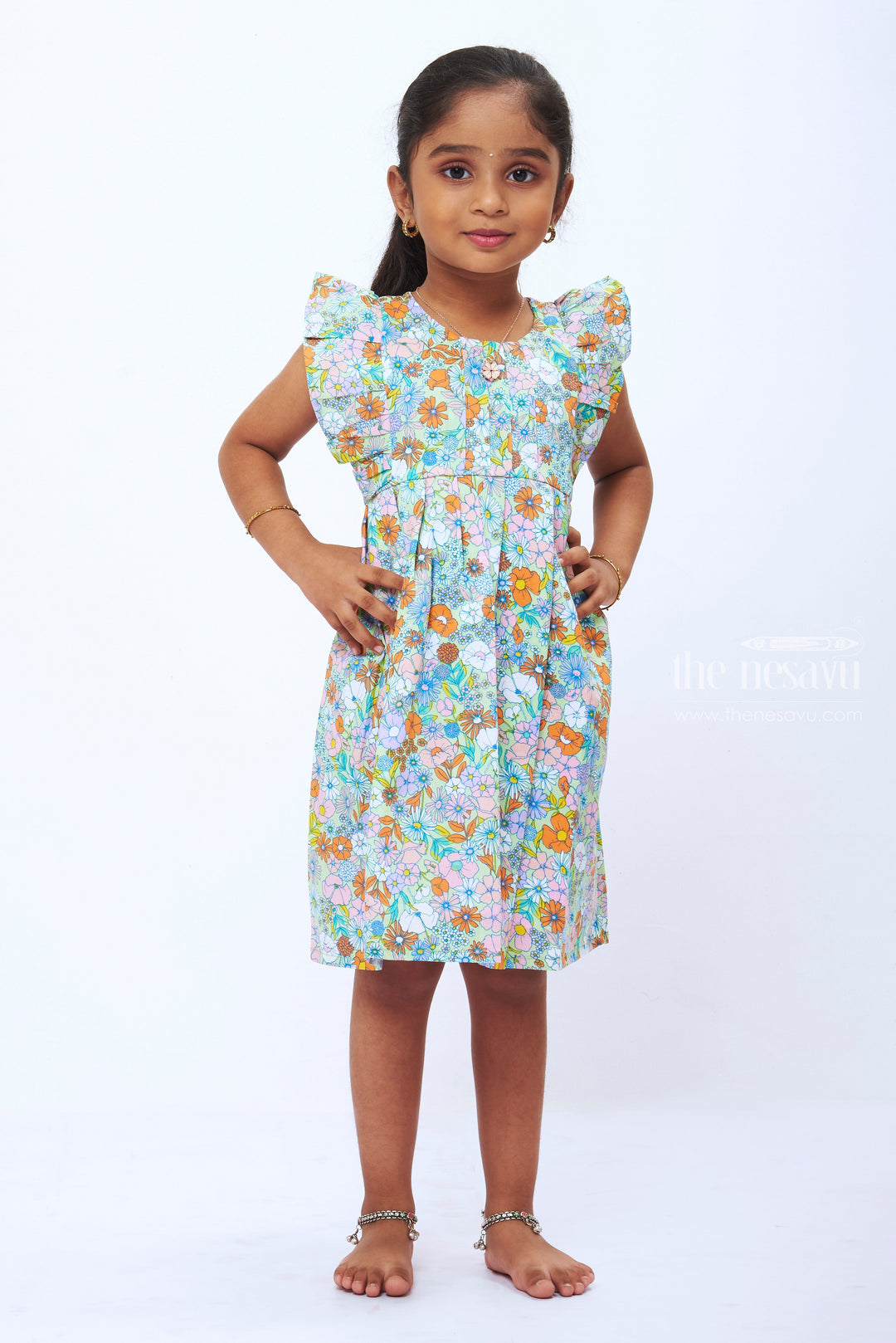 Girls Floral Pleated Dress | The Nesavu The Nesavu Girls Floral Pleated Dress | The Nesavu The Nesavu