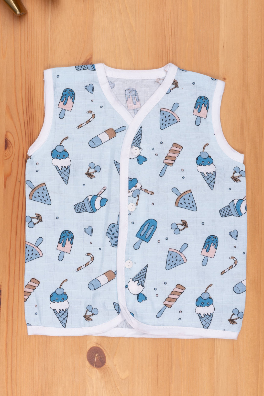 The Nesavu Baby Jhables Blue Baby Jhabla Gorgeous Animal Design in Cotton Nesavu 12 (3M) / Blue / Muslin Cotton IF008B-12 Top 10 Baby Dress Online | Rompers For Babys | The Nesavu