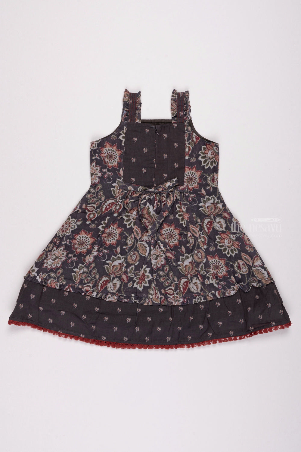 The Nesavu Girls Cotton Frock Blue Bloom: Floral Printed Pleated Blue Cotton Frock for Girls Nesavu Stylish & Comfy: Browse Our Range of Cotton Frocks for Baby Girls