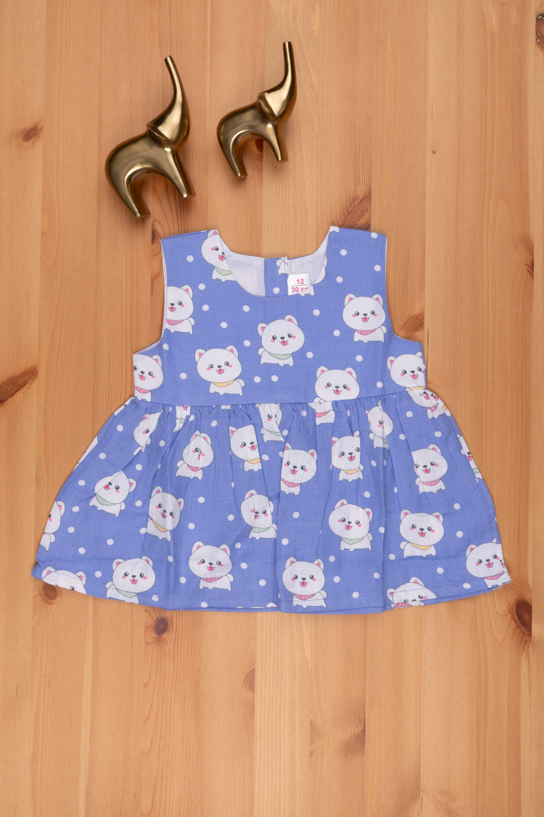 The Nesavu Baby Frock / Jhabla Blue Casual Dress with Adorable Animal Print for Infants Nesavu 12 (3M) / Blue BFJ441C-12 Animal Cartoon Printed Fancy Frock For Baby | Buy Dailywear Frock Online | The Nesavu