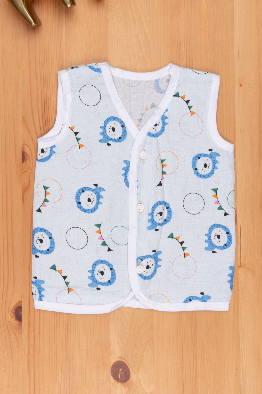 The Nesavu Baby Jhables Blue Cotton Jhabla: Attractive Animal Print for Babies Nesavu 10 (NB) / Blue IF010B-10 New Borns Dress Online | Dungarees For Kids | The Nesavu