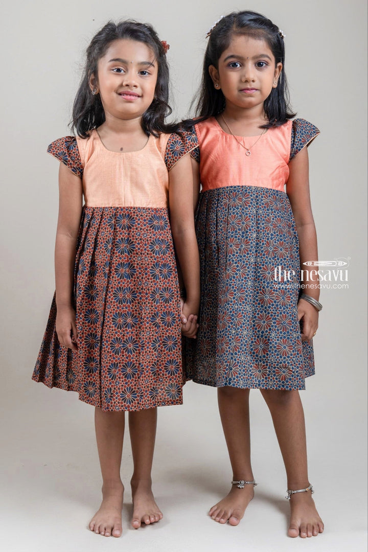 The Nesavu Girls Cotton Frock Blue Latest Bhakthi Cotton Printed Frock For Baby Girls Nesavu New Rayon Cotton Frocks | Daily Wear Dress Design Ideas | The Nesavu