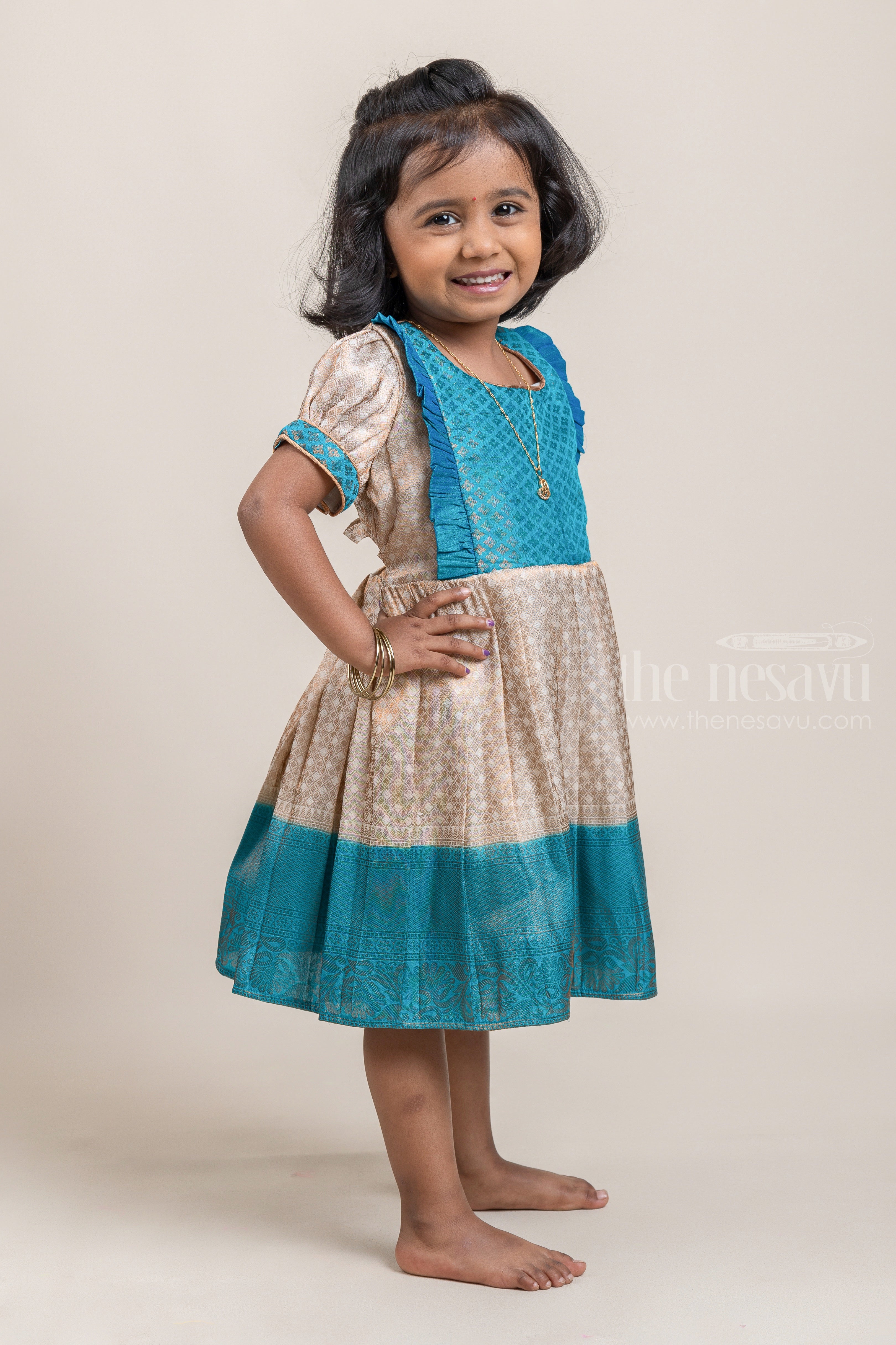 Pattu budget long frocks Beautiful kids pure chanderi silk long frock with  kanchi border paired with detachable belt  Adults  Instagram