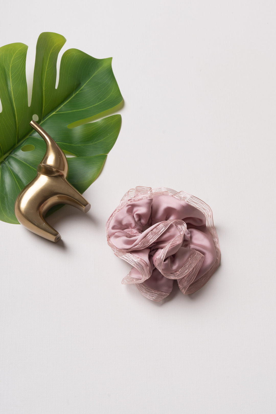 The Nesavu Scrunchies / Rubber Band Blush Tulle Elegance Scrunchie - Subtle Pink Hair Accessory Nesavu Pink JHS17F Subtle Pink Tulle Scrunchie | Chic Blush Hairband for Delicate Styling | The Nesavu