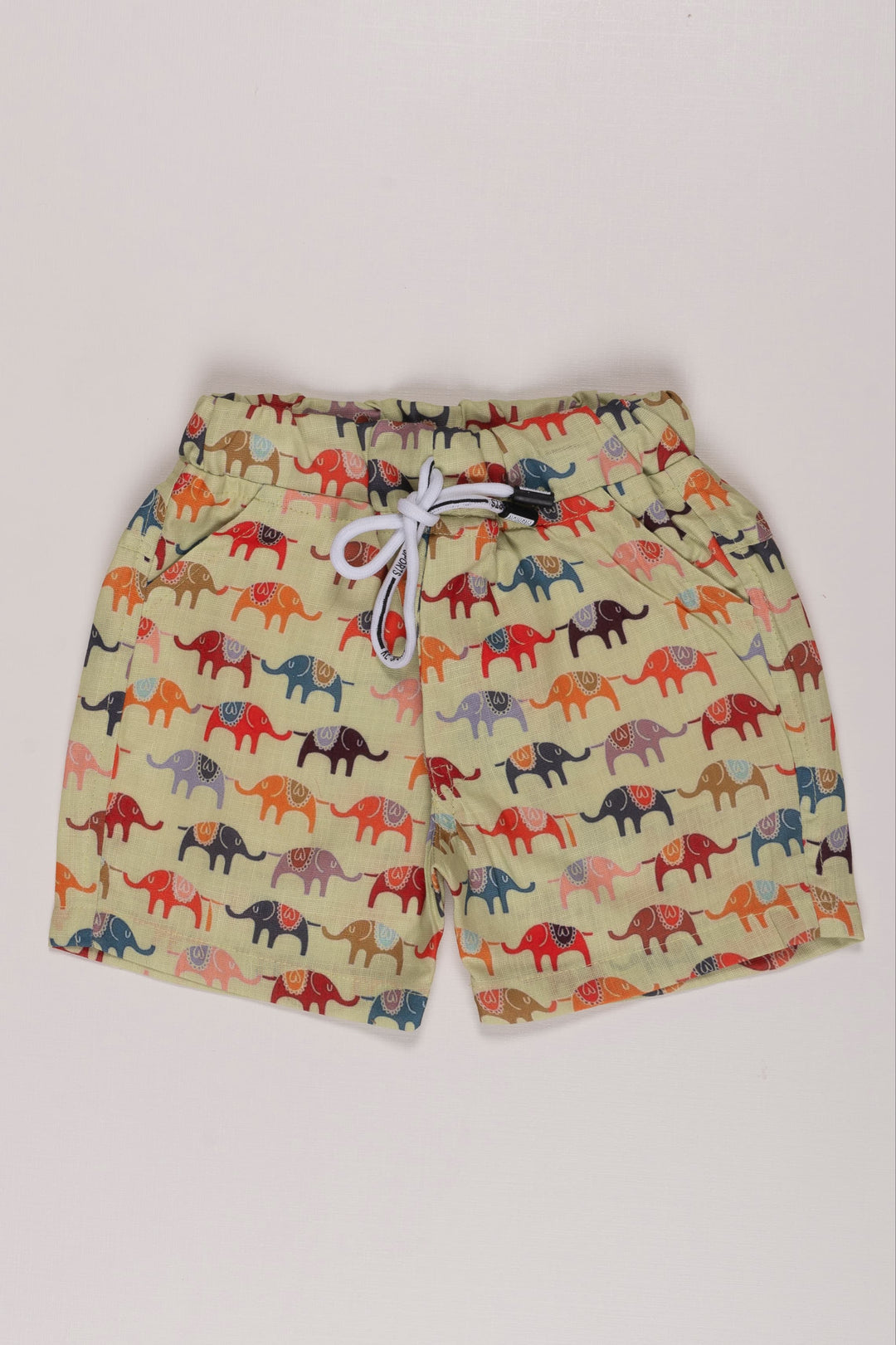 The Nesavu Boys Casual Set Boys Adventure Co-ord Set: Playful Elephant Parade Print Shirt and Shorts Nesavu Boys Elephant Print Shirt & Shorts Set | Comfortable Casual Kids Wear | The Nesavu