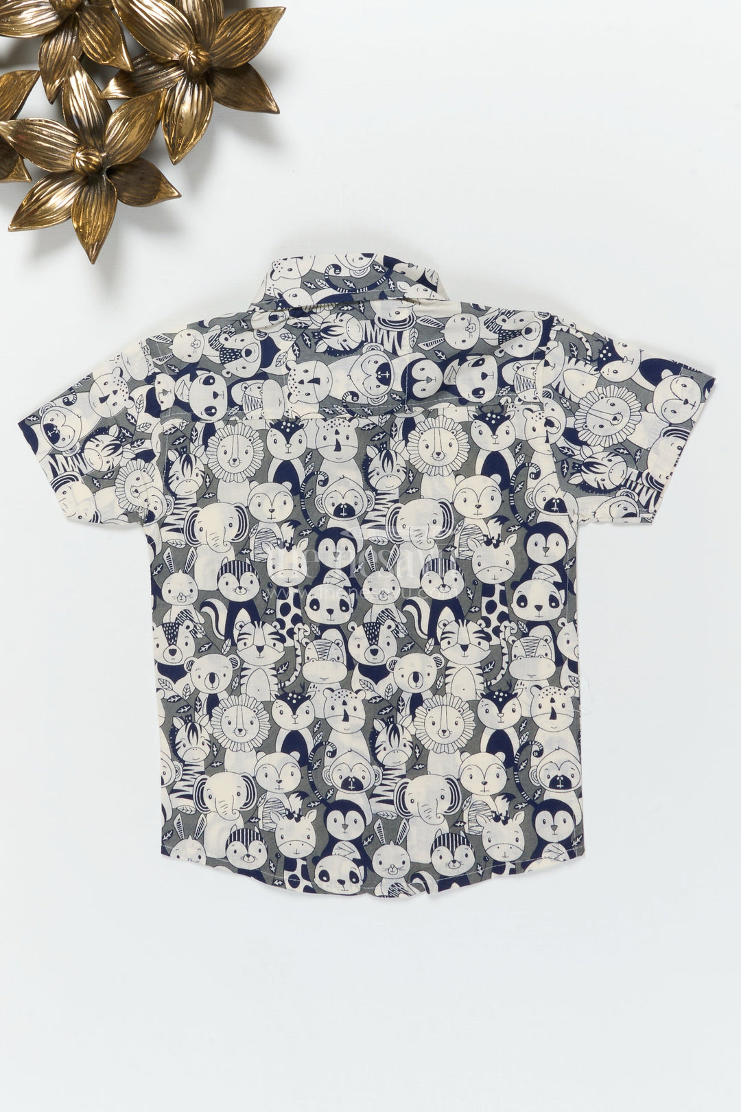 The Nesavu Boys Cotton Shirt Boys Animal Face Print Shirt for School Fun Days and Playdates Nesavu Nesavu boys cotton shirt with animal face print for playdates, school and everyday fun