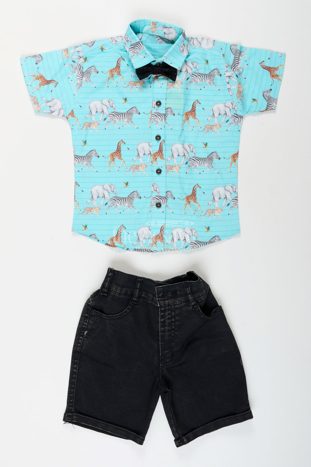 The Nesavu Boys Casual Set Boys Animal Print Casual Set for Birthdays and Everyday Wear Nesavu Nesavu boys birthday outfit animal print shirt comfy shorts casual celebrations