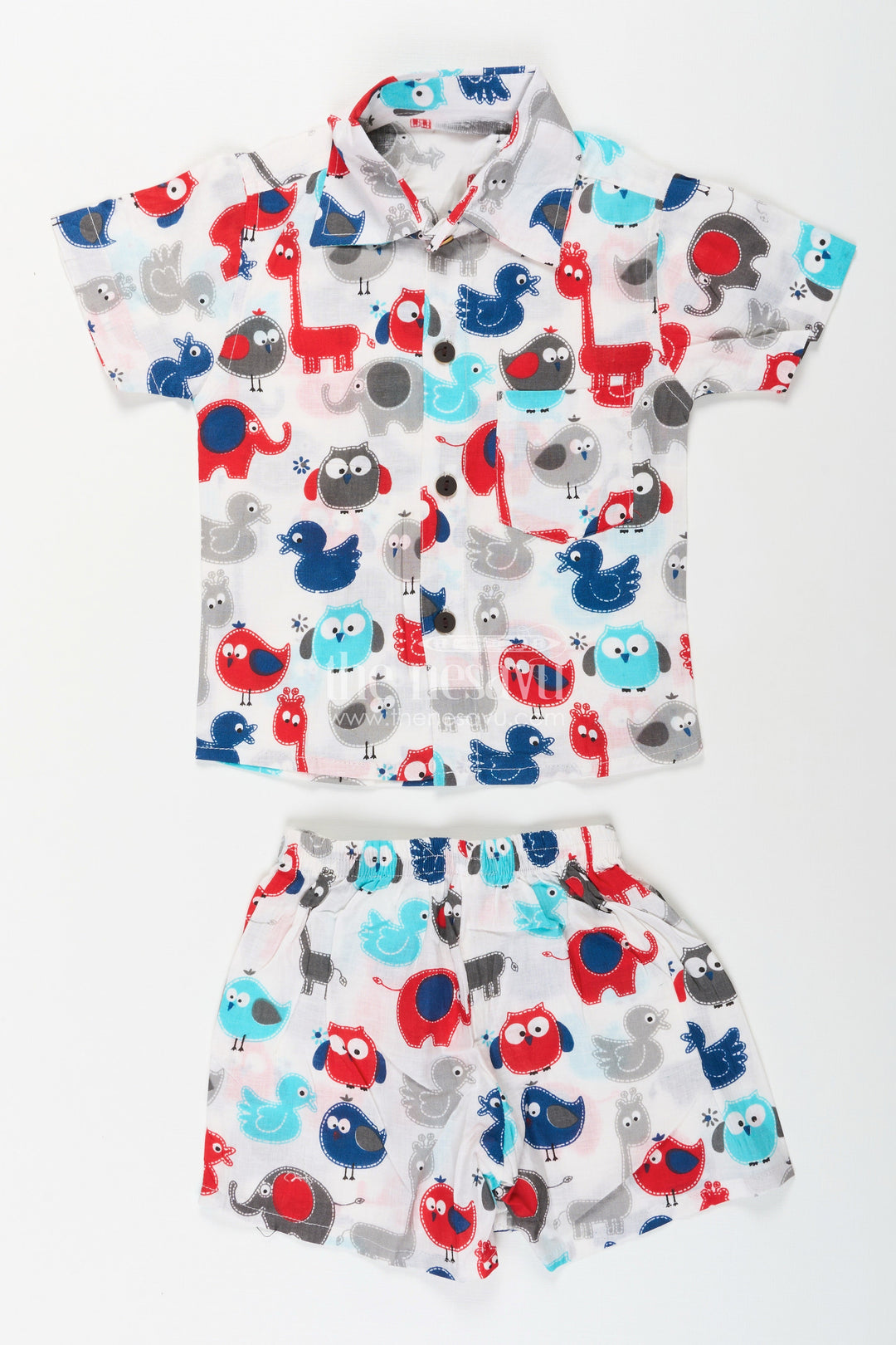 The Nesavu Boys Casual Set Boys animal print cotton co-ord set for fun and playful days Nesavu 16 (1Y) / Multicolor BCS406A-16 Nesavu boys cotton co-ord set multicolor animal print  playful outfit daycare outings