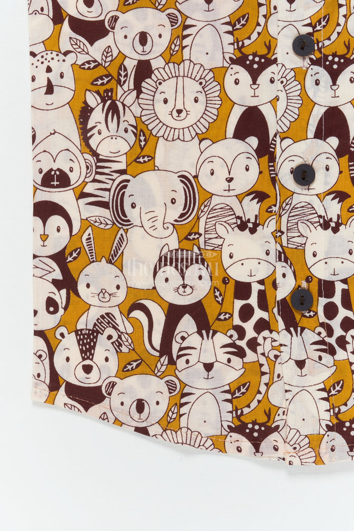 The Nesavu Boys Cotton Shirt Boys Animal Print Cotton Shirt for School and Casual Wear Nesavu Nesavu boys cotton shirt with animal face print for school and weekend fun