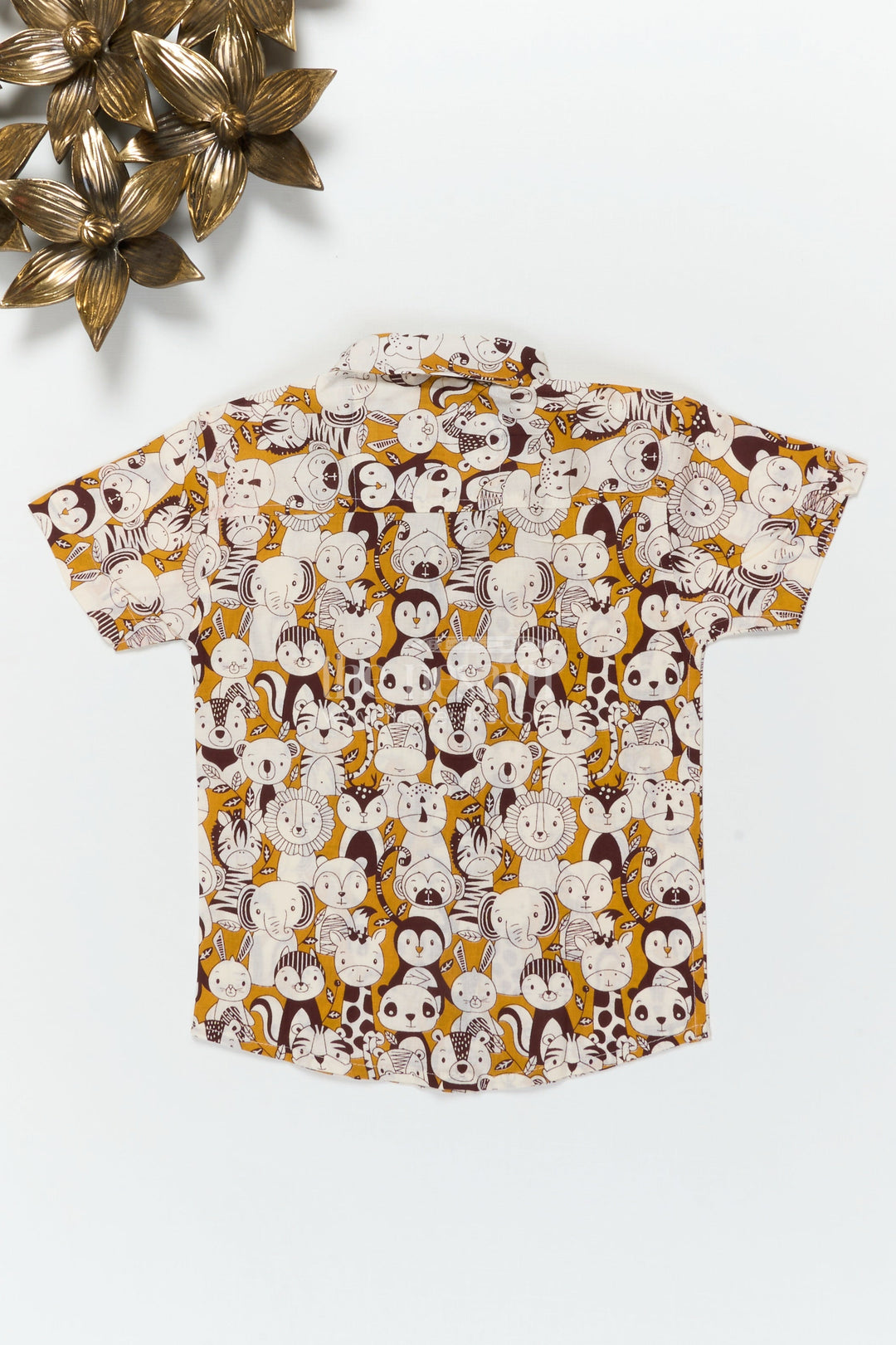 The Nesavu Boys Cotton Shirt Boys Animal Print Cotton Shirt for School and Casual Wear Nesavu Nesavu boys cotton shirt with animal face print for school and weekend fun