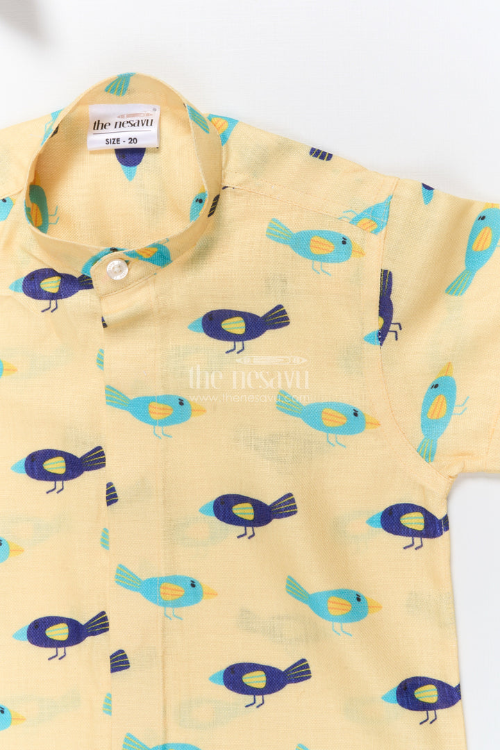 The Nesavu Boys Linen Shirt Boys Animal Print Linen Shirt for Casual Outings and Playdates Nesavu Nesavu boys animal print linen shirt playdates summer wear casual outings