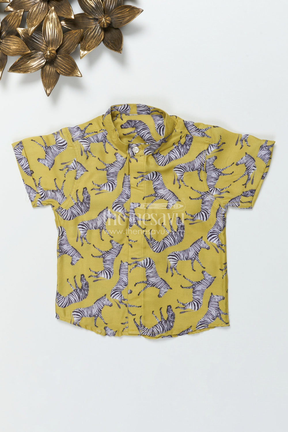 The Nesavu Boys Linen Shirt Boys Animal Print Linen Shirt for Playdates and Park Days Nesavu 16 (1Y) / Multicolor BS377A-16 Nesavu boys linen blend shirt with zebra print for casual summer and school days