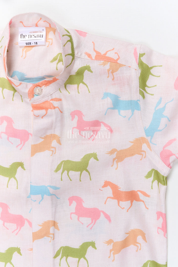 The Nesavu Boys Linen Shirt Boys Animal Themed Linen Shirt for Zoo Trips and Casual Summer Wear Nesavu Nesavu boys animal themed linen shirt casual summer days outdoor adventures
