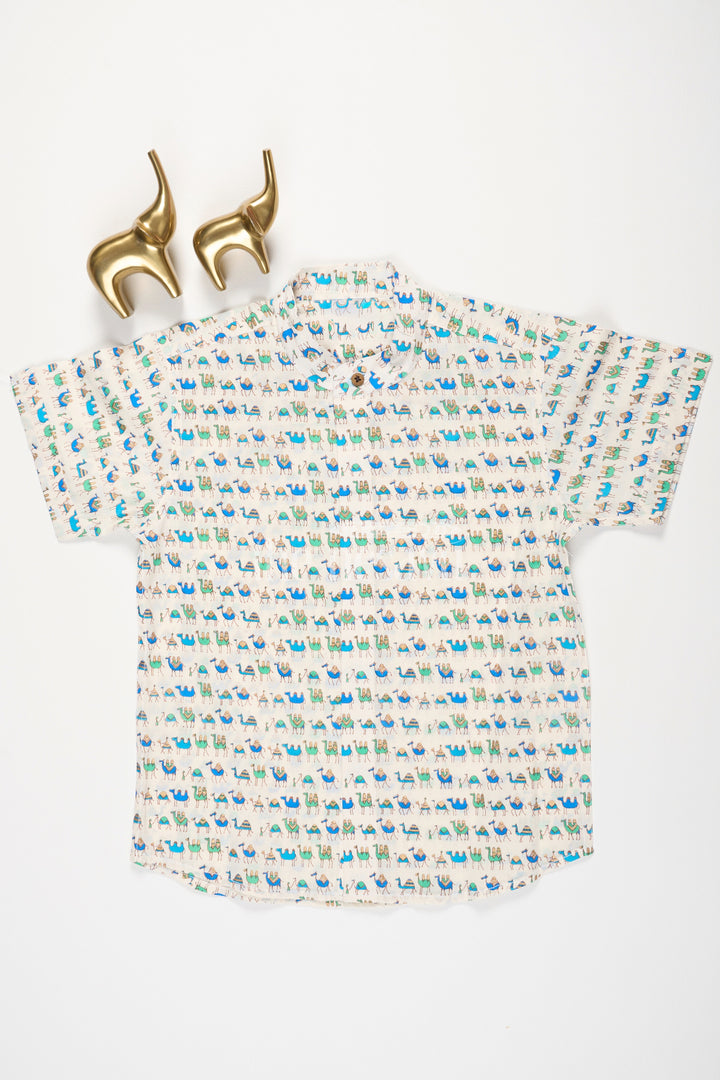 The Nesavu Boys Cotton Shirt Boys Beige Cotton Shirt with Playful Camel Print for Casual and Everyday Wear Nesavu 16 (1Y) / Orange BS173C-16 Nesavu Boys Beige Cotton Shirt Colorful Camel Print Everyday Casual Wear
