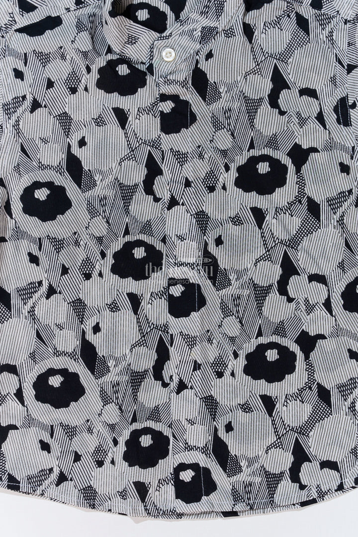 The Nesavu Boys Cotton Shirt Boys Black Half Sleeve Cotton Shirt in Cotton Block Print with Abstract Floral Design Nesavu Nesavu Boys Black Half Sleeve Cotton Shirt Cotton Block Print Abstract Floral Design