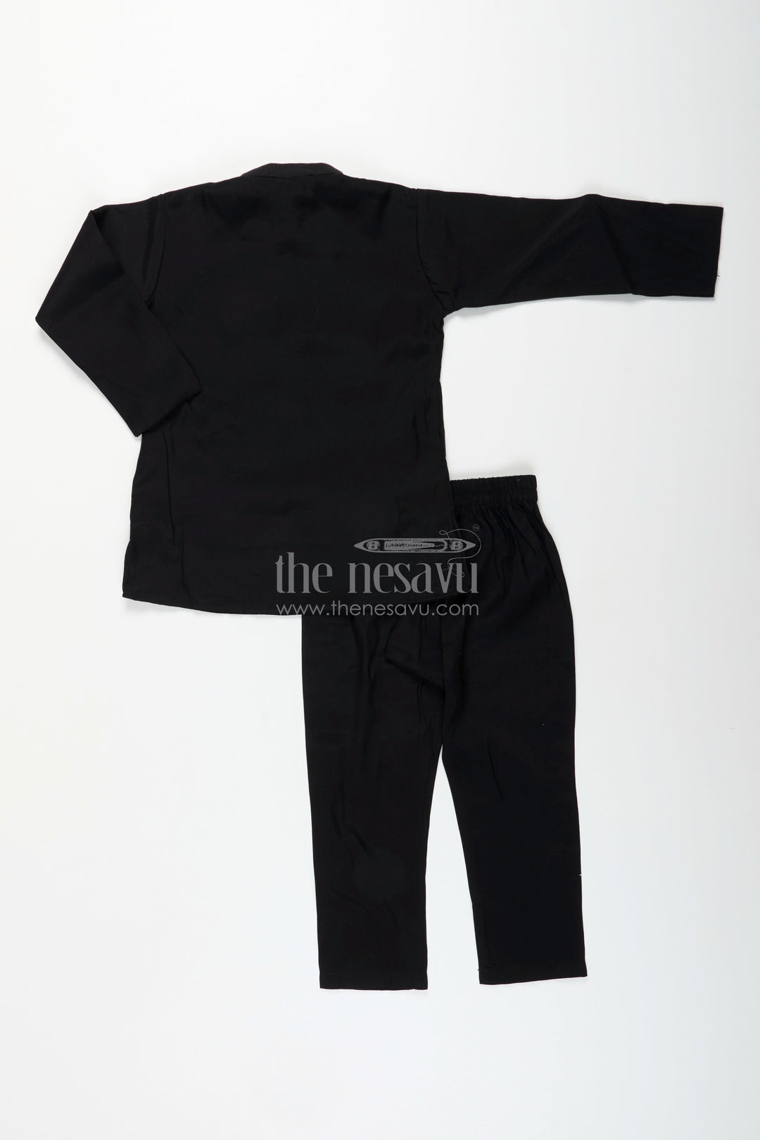 The Nesavu Boys Jacket Sets Boys black jacket set with gold leaf embroidery for Diwali and weddings Nesavu Nesavu boys black jacket set gold embroidery dupatta  ideal Diwali wedding festivities