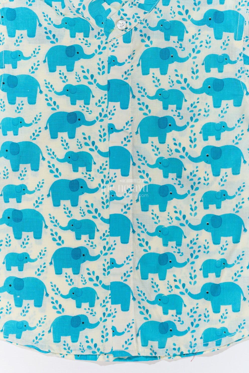 The Nesavu Boys Cotton Shirt Boys Blue Shirt Half Sleeve in Cotton Block Print with Adorable Elephant Motif Nesavu Nesavu Boys Blue Shirt Half Sleeve Cotton Block Print Elephant Design