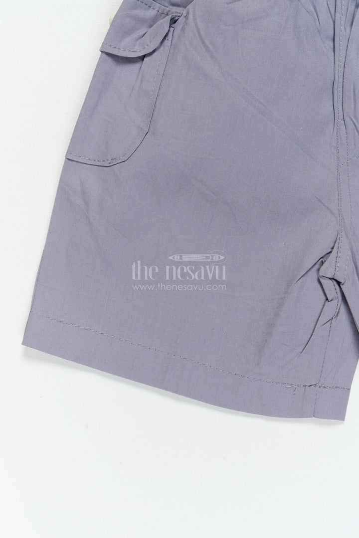 The Nesavu Boys Shorts Boys Breathable Cotton Shorts for School and Everyday Use Nesavu 16 (1Y) / Gray / Cotton BWS072C-16 Nesavu boys breathable cotton shorts with pockets – ideal for school, playtime and casual dressing