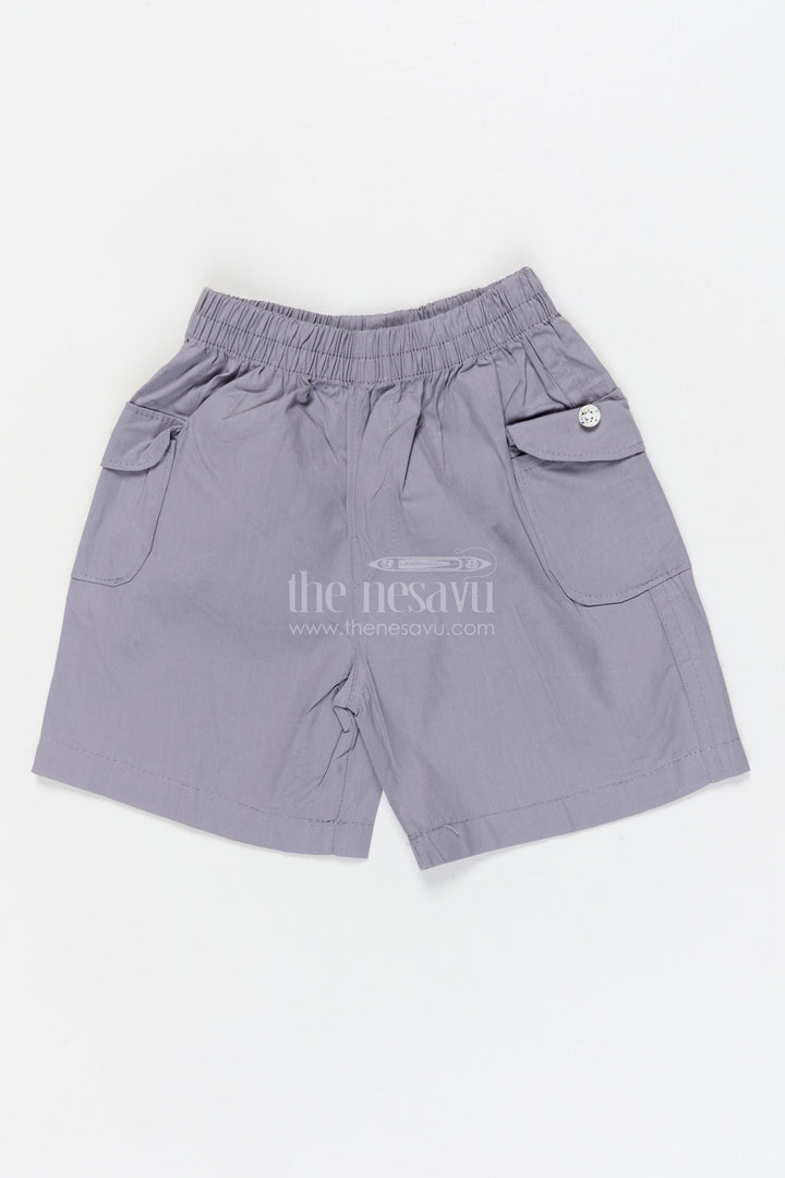 The Nesavu Boys Shorts Boys Breathable Cotton Shorts for School and Everyday Use Nesavu 16 (1Y) / Gray / Cotton BWS072C-16 Nesavu boys breathable cotton shorts with pockets – ideal for school, playtime and casual dressing