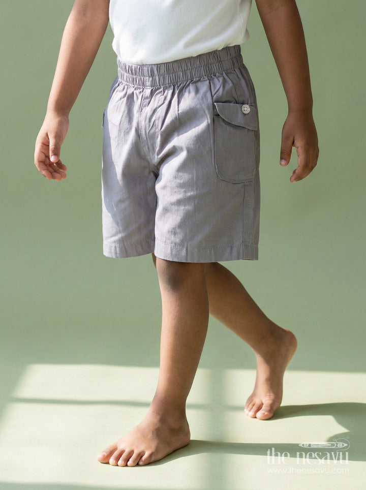 The Nesavu Boys Shorts Boys Breathable Cotton Shorts for School and Everyday Use Nesavu 16 (1Y) / Gray / Cotton BWS072C-16 Nesavu boys breathable cotton shorts with pockets – ideal for school, playtime and casual dressing