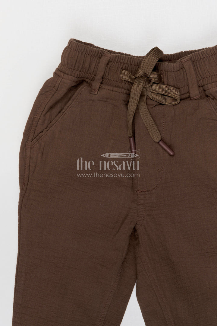 The Nesavu Boys Pant Boys Breathable Muslin Cotton Pants for Casual Outings and Daily Wear Nesavu Nesavu boys breathable muslin cotton pants for casual wear comfortable kids drawstring pants