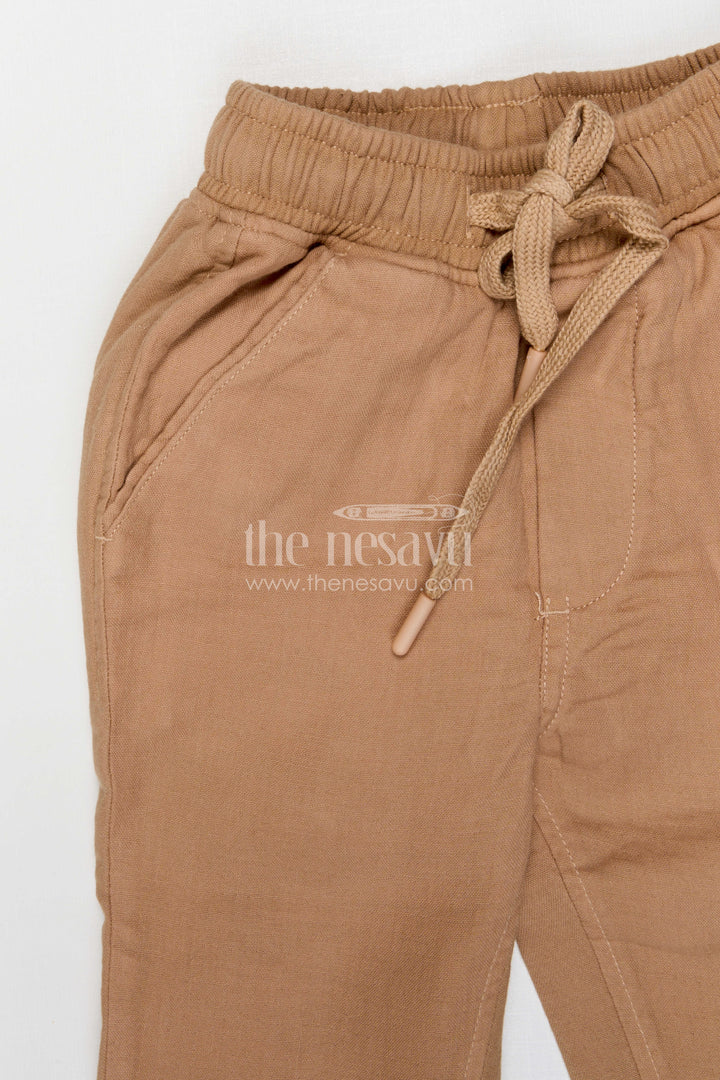 The Nesavu Boys Pant Boys Breathable Muslin Cotton Pants for Casual Outings and Play Nesavu Nesavu boys breathable muslin cotton pants for casual outings comfortable kids drawstring pants