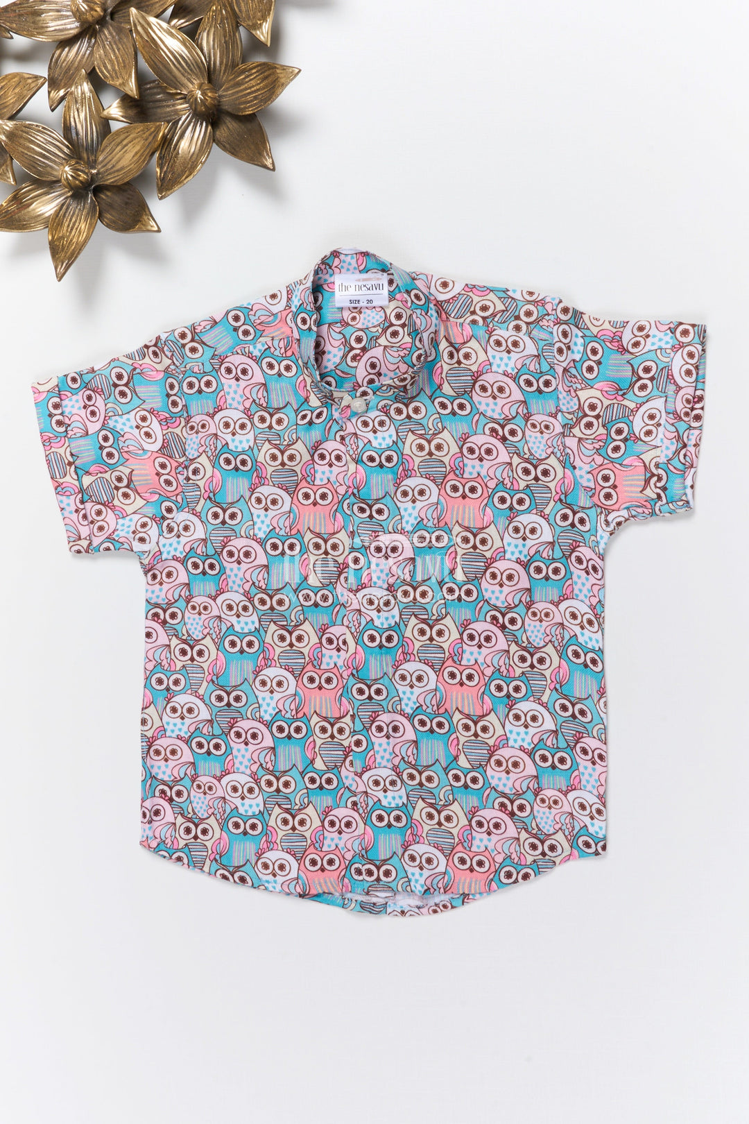 The Nesavu Boys Linen Shirt Boys Cartoon Owl Print Linen Shirt for School and Weekend Wear Nesavu 16 (1Y) / Multicolor BS372A-16 Nesavu boys owl print linen shirt school casuals fun outings birthday get-togethers