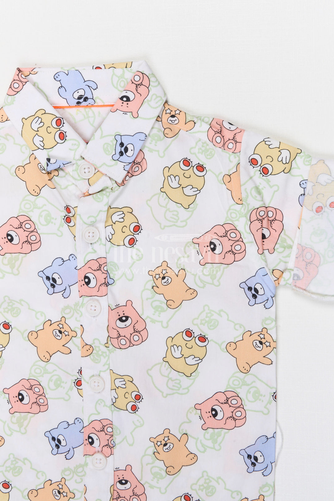 The Nesavu Boys Cotton Shirt Boys Cartoon Print Cotton Shirt for Casual Outings and Playtime Nesavu Nesavu boys cotton cartoon print shirt for casual outings playful kids everyday wear