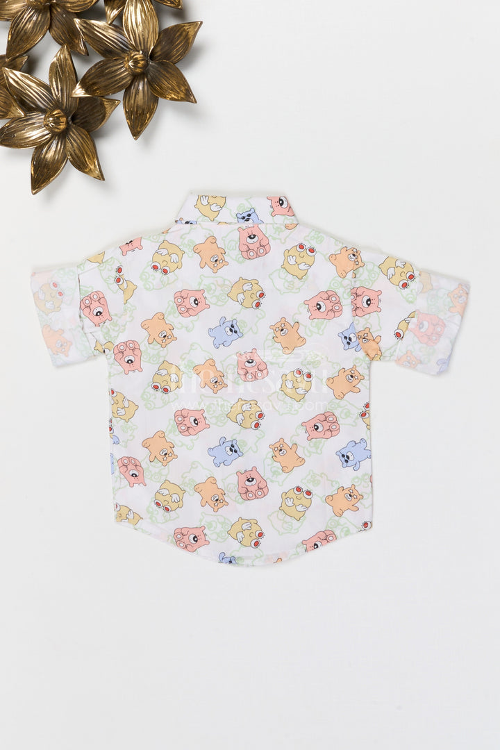 The Nesavu Boys Cotton Shirt Boys Cartoon Print Cotton Shirt for Casual Outings and Playtime Nesavu Nesavu boys cotton cartoon print shirt for casual outings playful kids everyday wear