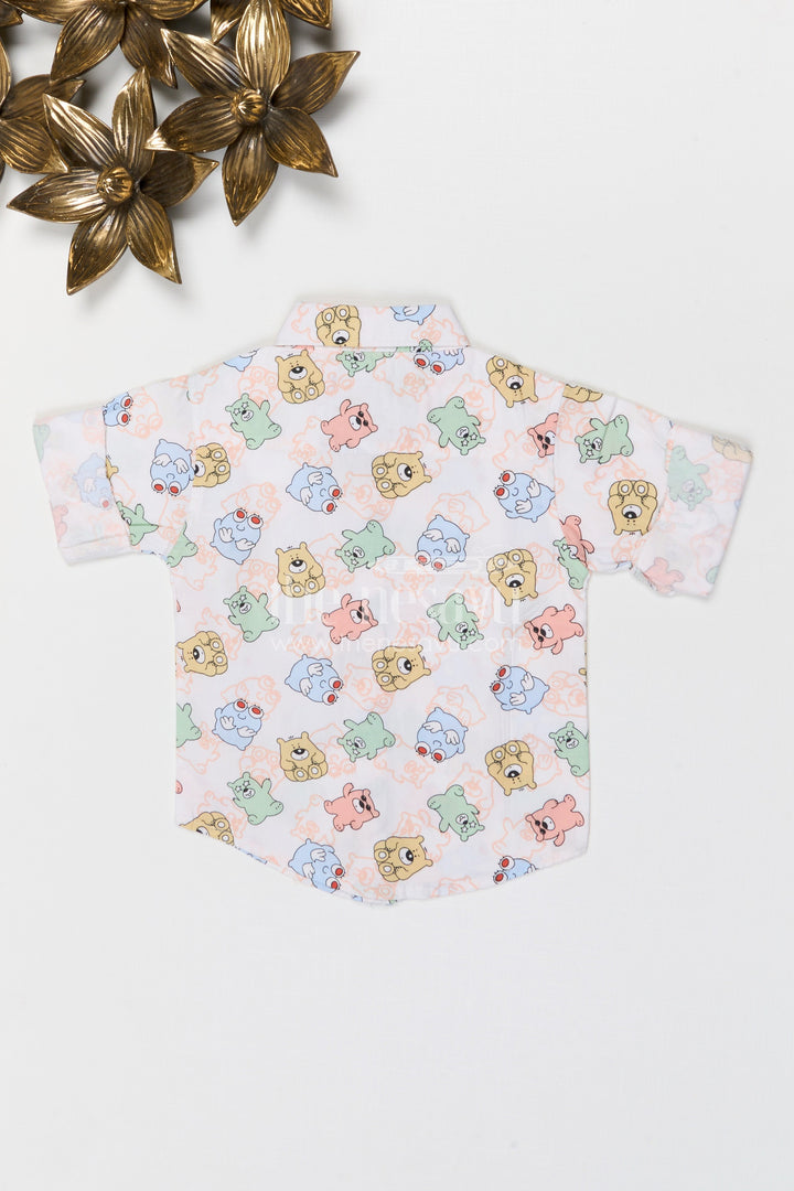 The Nesavu Boys Cotton Shirt Boys Cartoon Print Type Cotton Shirt for Casual Outings and Playtime Nesavu Nesavu boys cotton cartoon print shirt for casual outings playful everyday kids wear