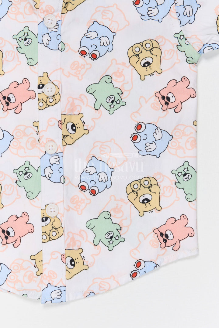The Nesavu Boys Cotton Shirt Boys Cartoon Print Type Cotton Shirt for Casual Outings and Playtime Nesavu Nesavu boys cotton cartoon print shirt for casual outings playful everyday kids wear