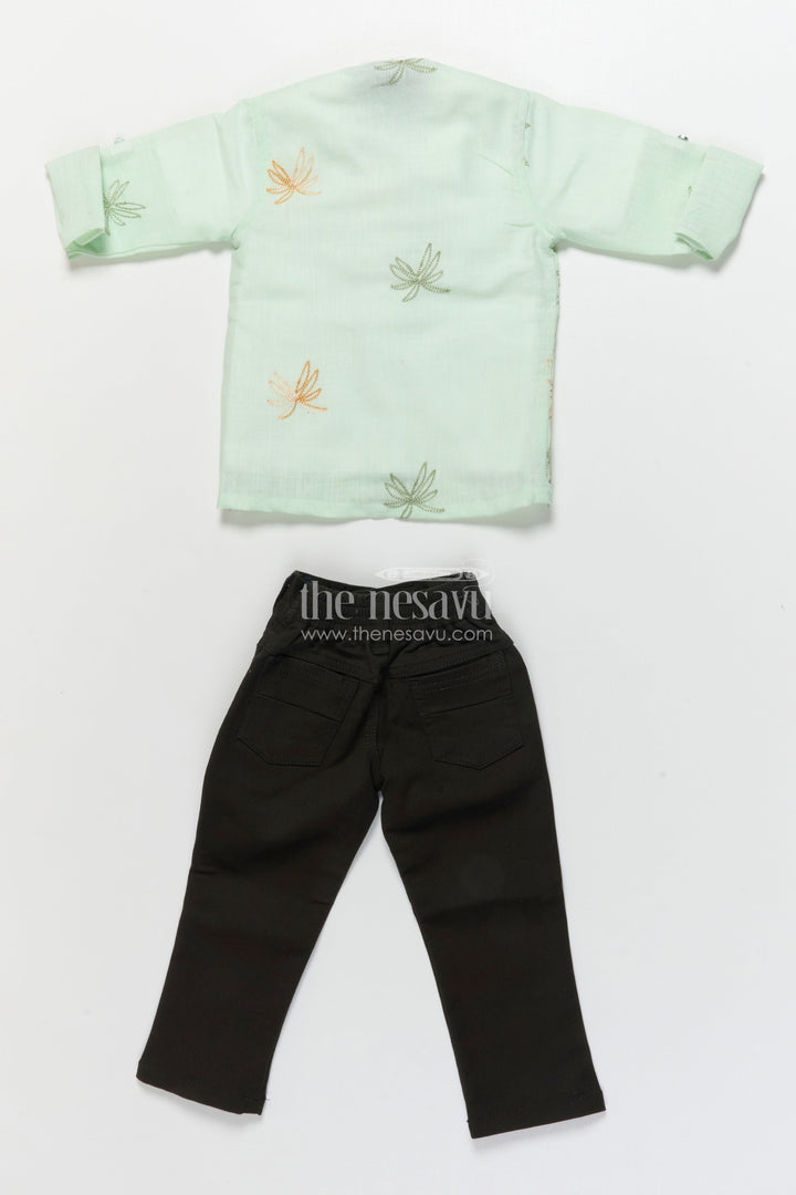 The Nesavu Boys Casual Set Boys Casual Blazer Set for Outings and Everyday Dressing Nesavu Nesavu boys cotton casual blazer set embroidered palm shirt inner tee combo