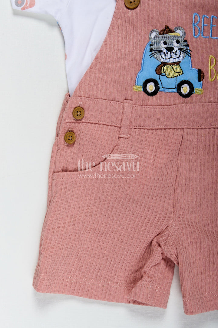 The Nesavu Boys Casual Set Boys Casual Carnival Outfits with Car Patch Corduroy Overalls and Printed Tee for Vibrant Everyday Fun Nesavu Nesavu Boys Casual Carnival Outfits Orange Corduroy Car Patch Overalls Printed Cotton Tee