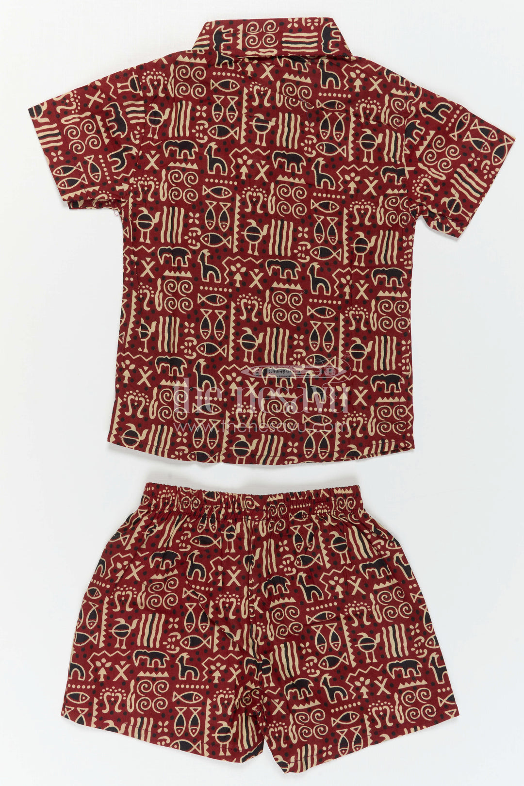 The Nesavu Boys Casual Set Boys Casual Co Ord Set for Playtime and Summer Days Nesavu Nesavu Boys Casual Cotton Co Ord Set For Playtime With Digital Print Shirt And Comfortable Shorts