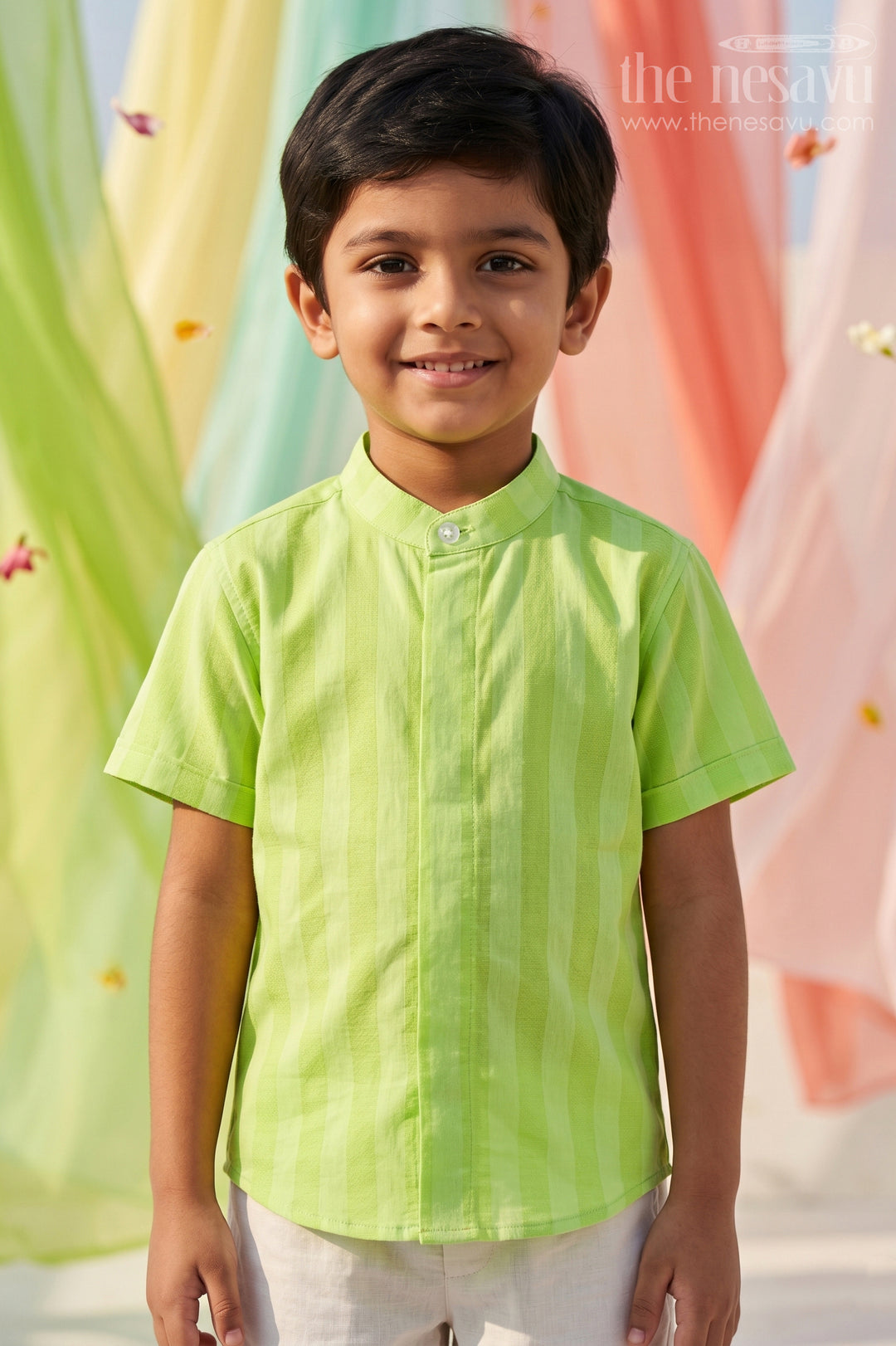 The Nesavu Boys Cotton Shirt Boys Casual Cotton Shirt for Summer Outings and Holidays Nesavu 16 (1Y) / Green / Cotton BS482A-16 Nesavu Boys Casual Cotton Checked Shirt For Summer Outings And Holidays