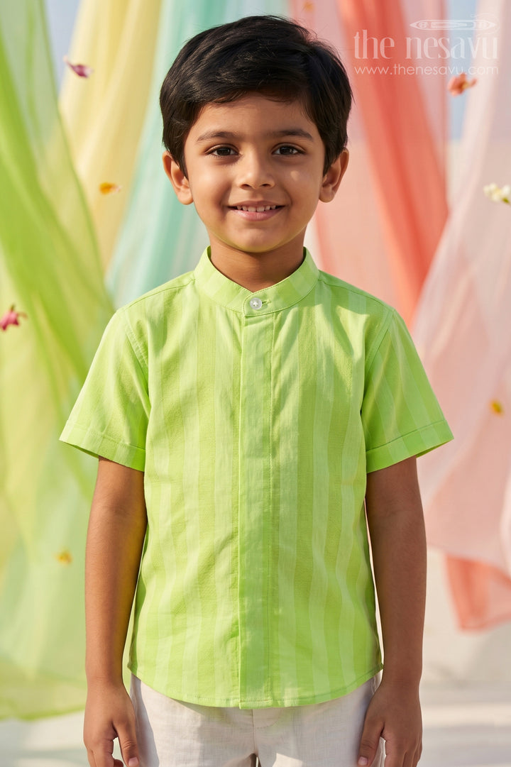 The Nesavu Boys Cotton Shirt Boys Casual Cotton Shirt for Summer Outings and Holidays Nesavu 16 (1Y) / Green / Cotton BS482A-16 Nesavu Boys Casual Cotton Checked Shirt For Summer Outings And Holidays